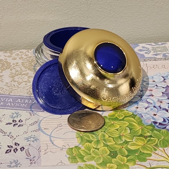 Vintage Guerlain Orchidee Imperiale Cream Container with gold Tone Metal Lid #2 - Picture 6 of 10